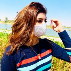 WHITE SEQUINS COTTON MASK
