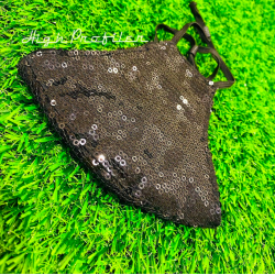 BLACK SEQUINS COTTON MASK
